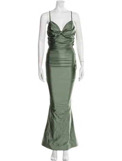 Pre-owned Jessica Angel V-neck Long Dress W/ Tags In Green