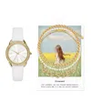 Jessica Carlyle Women's Analog, Three-hand Quartz White Polyurethane Strap Watch 35mm Gift Set In White