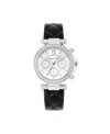 Jessica Carlyle Women's Black Leather Strap Analog Watch, 36mm In Metallic