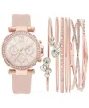 Jessica Carlyle Women's Blush Leather Strap Watch 36mm Gift Set In Blush