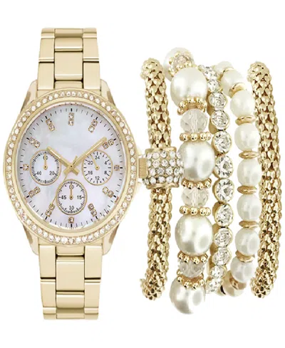 Jessica Carlyle Women's Bracelet Watch 36mm Gift Set In Gold