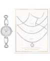 Jessica Carlyle Women's Crystal Bracelet Watch 30mm & 3-pc. Necklace Gift Set In Silver