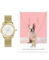 Jessica Carlyle Women's Analog, Three-hand Quartz Shiny Gold-tone Mesh Bracelet Watch 35mm Gift Set In Gold