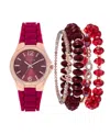 Jessica Carlyle Women's Matte Burgundy Silicone Strap Analog Watch, 35mm In Matte Burgundy