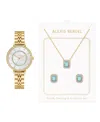 Jessica Carlyle Women's Quartz Gold-tone Alloy Watch 31mm Gift Set In Shiny Gold,white Mother Of Pearl