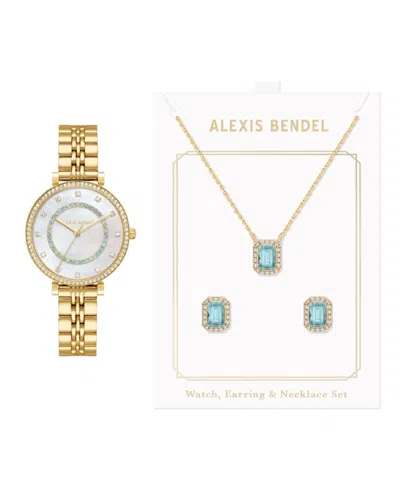 Jessica Carlyle Women's Quartz Gold-tone Alloy Watch 31mm Gift Set In Shiny Gold,white Mother Of Pearl