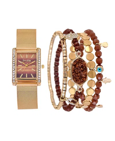 Jessica Carlyle Women's Shiny Gold Tone Mesh Analog Watch, 33mm