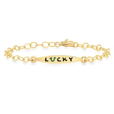 Jessica Elliot Vermeil Colorful Words Enamel Bracelet - Lucky In Plated Sterling In Gold