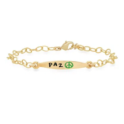 Jessica Elliot Vermeil Colorful Words Enamel Bracelet - Paz In Plated Sterling In Green