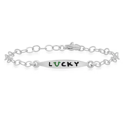 Jessica Elliot Women's Colorful Words Enamel Bracelets - Lucky In Sterling In Metallic