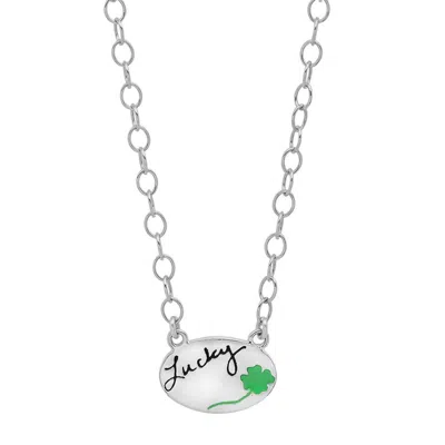 Jessica Elliot Women's Enamel Oval Necklace - Lucky In Sterling In Metallic