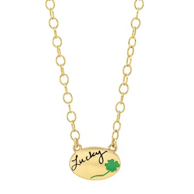 Jessica Elliot Women's Enamel Oval Necklace - Lucky In Vermeil In Gold
