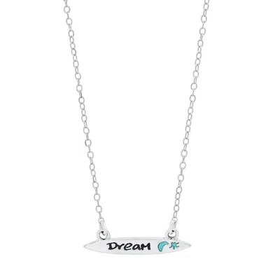 Jessica Elliot Women's Enamel Small Surfboard Necklace - Dream In Silver