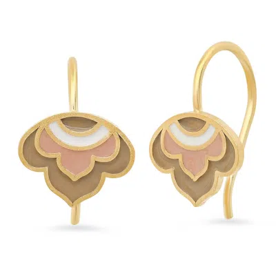 Jessica Elliot Women's Enameled Lotus Ear Wire Earrings In Vermeil/neutral In Pink