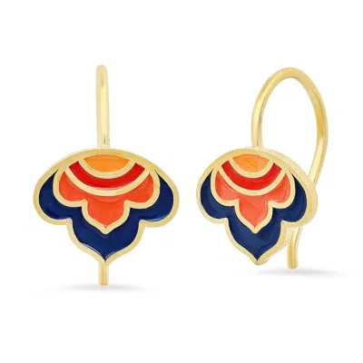 Jessica Elliot Women's Enameled Lotus Ear Wire Earrings In Vermeil/reds In Multi