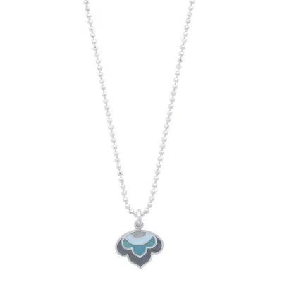 Jessica Elliot Women's Enameled Lotus Pendant Necklace In Sterling/blues In Multi