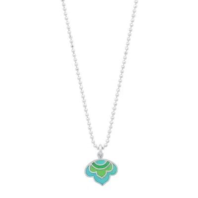 Jessica Elliot Women's Enameled Lotus Pendant Necklace In Sterling/turquoise In Metallic
