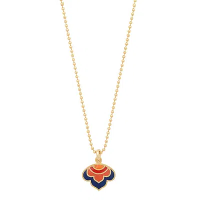 Jessica Elliot Women's Enameled Lotus Pendant Necklace In Vermeil/reds In Gold