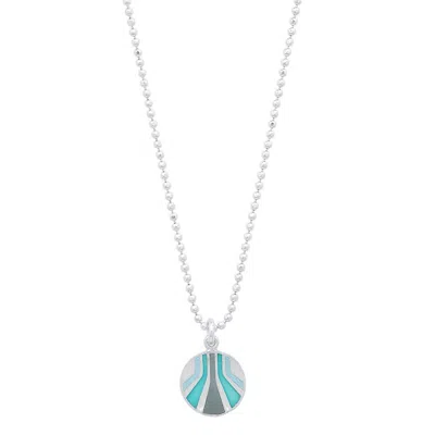 Jessica Elliot Women's Enameled Small Round "burst" Pendant Necklace In Sterling/blues In Multi
