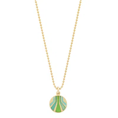 Jessica Elliot Women's Enameled Small Round "burst" Pendant Necklace In Vermeil/turquoise In Gold