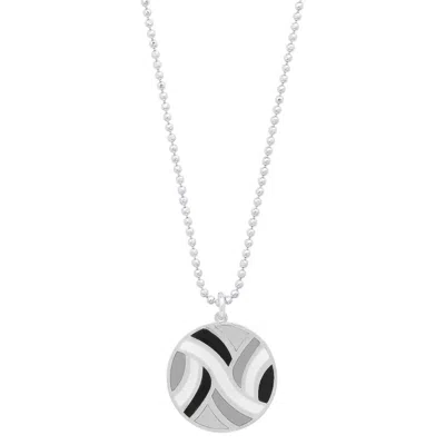 Jessica Elliot Women's Large Round Enameled "swirl" Pendant Necklace In Sterling/neutrals In Black