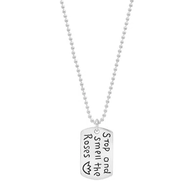 Jessica Elliot Women's Sterling "resolutions We Can All Keep" Dogtags Max Necklace In Stop And Smell The Roses In Silver