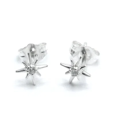 Jessica Elliot Women's Tiny North Star Studs With Cz In Sterling Silver In Pink