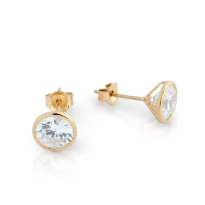 Jessica Elliot Women's Vermeil "soli" Studs Cubic Zirconia In Gold In Silver