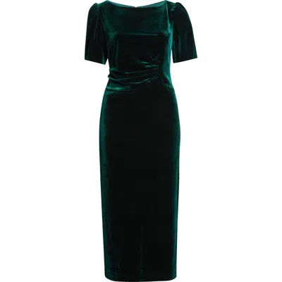 Jessica Howard Boatneck Velvet Gown In Green