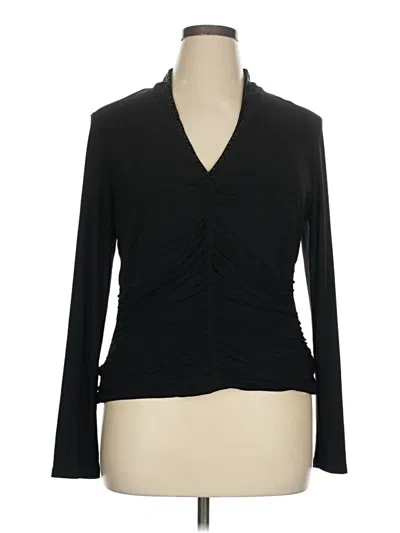 Pre-owned Jessica Howard Long Sleeve Top Black Plunge Neckline Tops