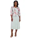 Jessica Howard Petite 2-pc. Floral-print Jacket & Midi Dress Set In Sage