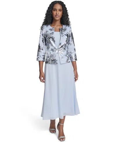 Jessica Howard Petite 2-pc. Printed Jacket & Midi Dress Set In Multi