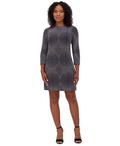 Jessica Howard Plus Size 3/4-sleeve Glitter-knit Sheath Dress In Bsv