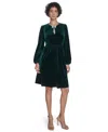 Jessica Howard Petite Balloon Sleeve Jewel Neck Dress In Green