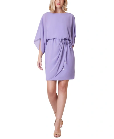 Jessica Howard Petite Boat-neck Blouson-sleeve Dress In Violet