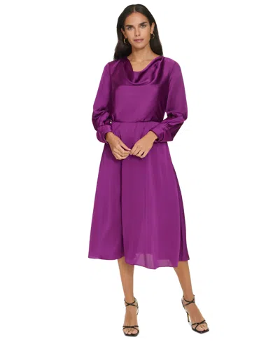 Jessica Howard Petites Womens Solid Polyester Fit & Flare Dress In Fuchsia
