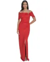 Jessica Howard Petite Embellished Off-the-shoulder Gown In Red