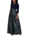 JESSICA HOWARD PETITE FLORAL-SKIRT TIE-WAIST EVENING GOWN