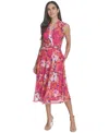 Jessica Howard Plus Size Floral Surplice-neck Midi Dress In Multi