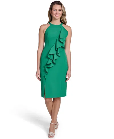 Jessica Howard Petite Halter Neck Body-con Dress In Green
