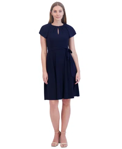 Jessica Howard Petite Keyhole Fit & Flare Dress In Navy