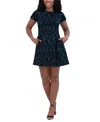 Jessica Howard Petites Womens Printed Polyester Fit & Flare Dress In Hunter