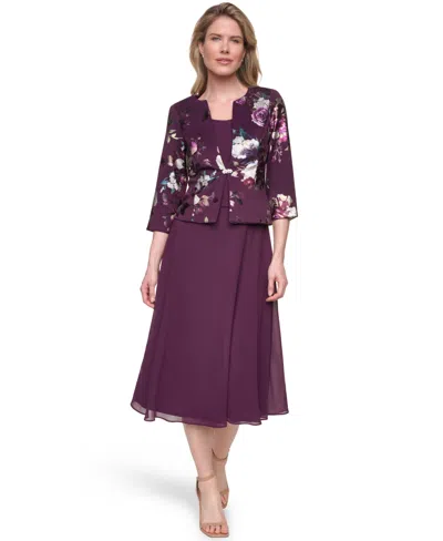 Jessica Howard Petite Removable Jacket & Sleeveless Dress, 2-piece Set In Purple