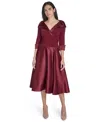 Jessica Howard Petite Rhinestone 3/4-sleeve Dress In Red
