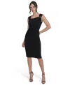 Jessica Howard Petite Sleeveless Asymmetric Sheath Dress In Black