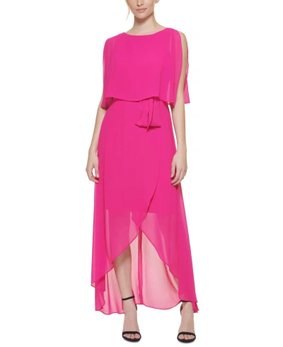 Jessica Howard Petite Split-sleeve High-low Maxi Dress In Fuchsia
