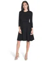 Jessica Howard Petite Textured Ottoman Fit And Flare Dress In Black