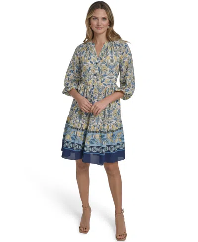 Jessica Howard Petite V-neck Tiered Dress In Multi