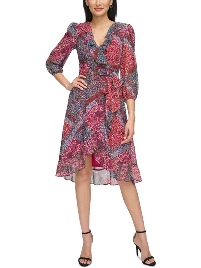Jessica Howard Petites Womens Chiffon Maxi Dress In Multi