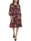 Jessica Howard Petites Womens Floral Print Summer Midi Dress In Multi